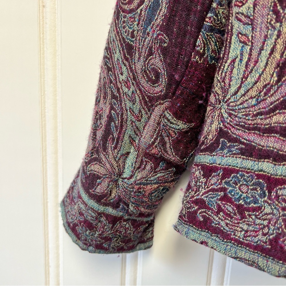 Coldwater Creek Tapestry Jacket Size 10 Paisley Boho Cropped Blazer Wool Blend - Picture 7 of 8